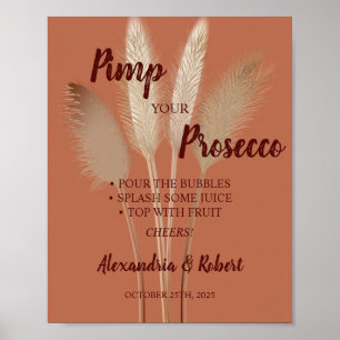 Póster Cartel de boda de hierba de Pampas Prosecco person