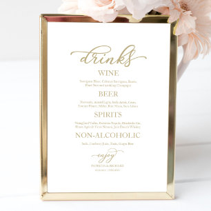 Póster Cartel de boda de letra cursiva dorada elegante pa