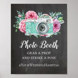 Póster Cartel de boda de pizarra de fotos. Etiqueta gris