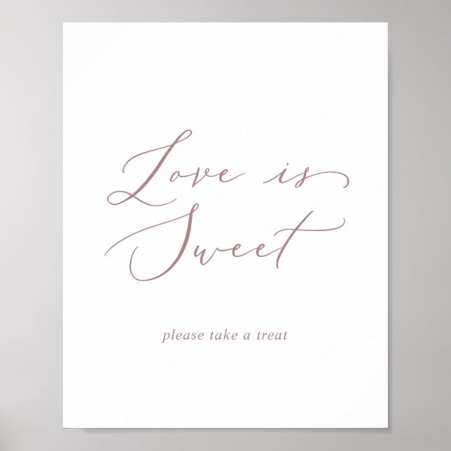 Póster Cartel de boda Delicate Rose Gold Love Is Sweet (Frente)
