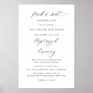 Póster Cartel de boda elegante y moderno: Elige un asient