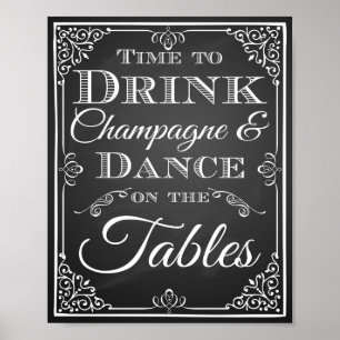 Póster Cartel de boda "Hora de beber champán"