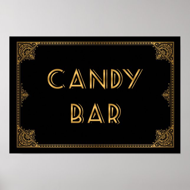 Póster Cartel de boda inspirado en Gatsby CANDY BAR (Frente)