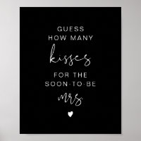 Cartel de boda JOVI Black Edgy Guess How Many Kiss
