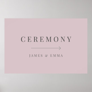 Póster Cartel de Boda Minimalista Rosa Opaco