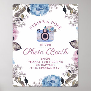 Póster Cartel de boda para cabina de fotos con encanto fl