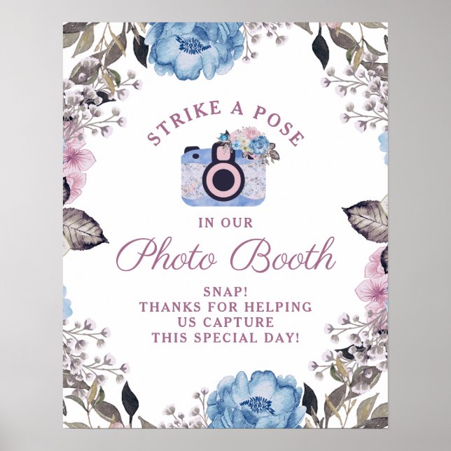 Póster Cartel de boda para cabina de fotos con encanto fl (Frente)