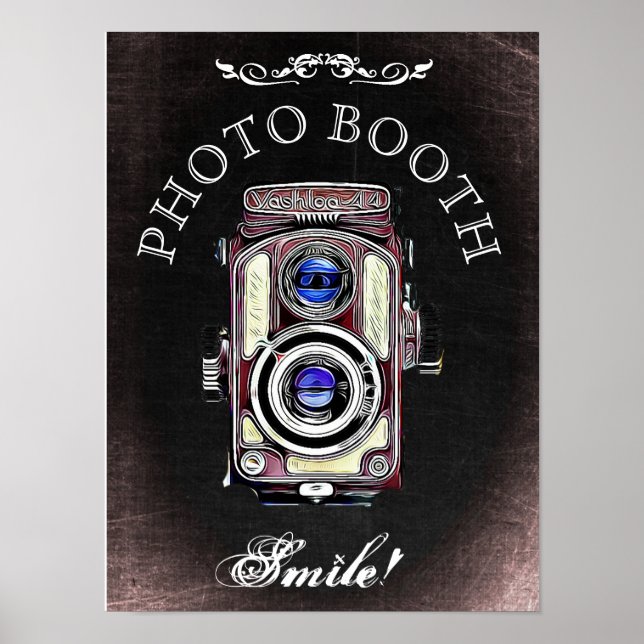 Póster Cartel de boda para cabina de fotos, estilo pizarr (Frente)