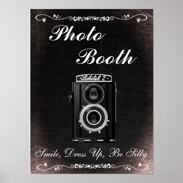 Póster Cartel de boda para cabina de fotos, estilo pizarr (Frente)