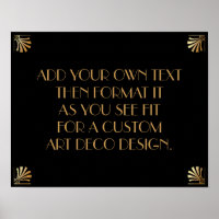 Cartel de boda personalizado Art Déco de oro negro