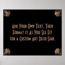 Cartel de boda personalizado Art Déco de oro negro