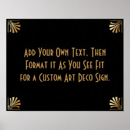 Póster Cartel de boda personalizado Art Déco de oro negro