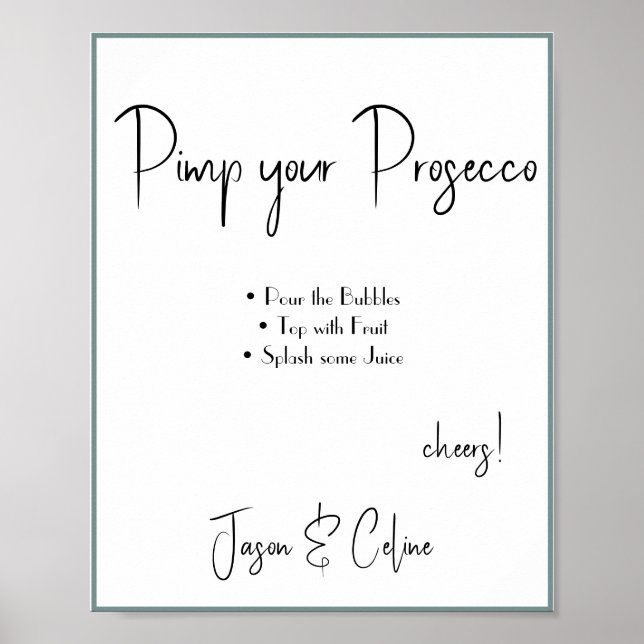 Póster Cartel de boda Pimp your Prosecco (Frente)