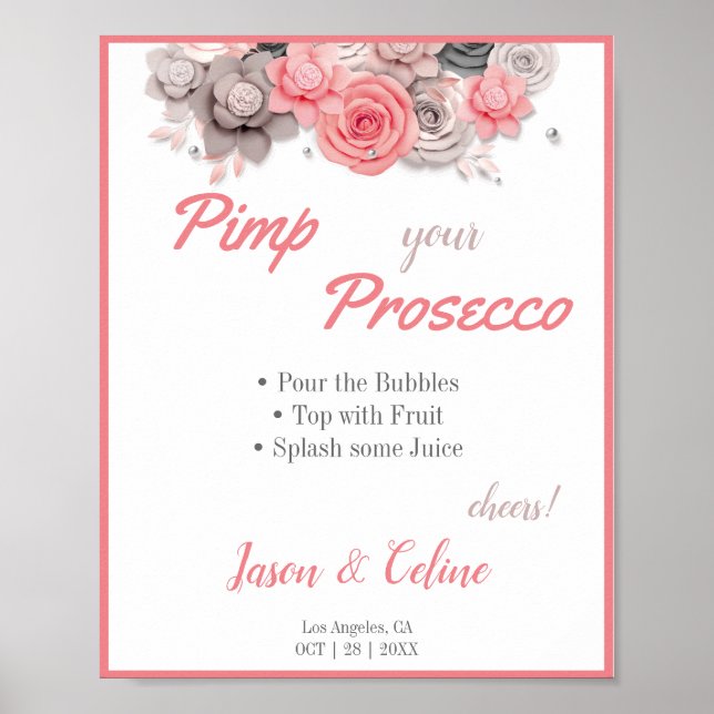 Póster Cartel de boda Pimp your Prosecco (Frente)