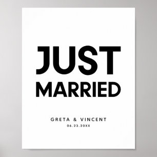 Póster Cartel de boda recién casado minimalista