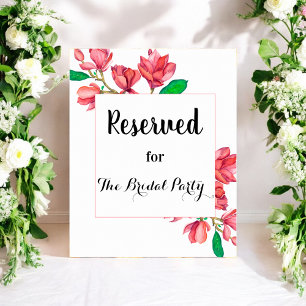 Póster Cartel de boda reservada de color rosa floral en p