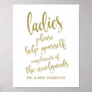 Póster Cartel de Bodas Brillante para Cesto de Baño de Da