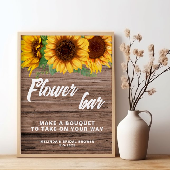 Póster Cartel de bodas de girasoles de barra de flores rú (Subido por el creador)