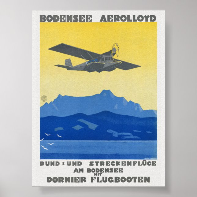 Póster Cartel de Bodensee Aerolloyd Vintage 1925 (Frente)