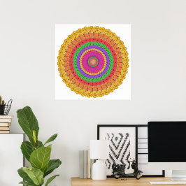 Póster Cartel de Bola Mandala naranja amarillo verde