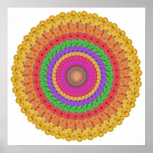 Cartel de Bola Mandala naranja amarillo verde