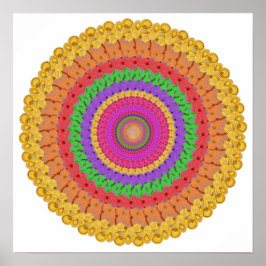 Póster Cartel de Bola Mandala naranja amarillo verde