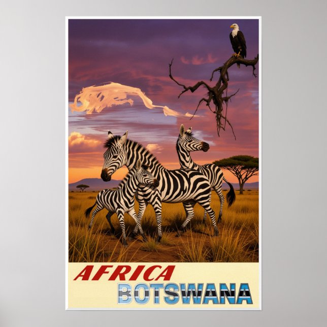 Póster Cartel de Botsuana, África (Frente)