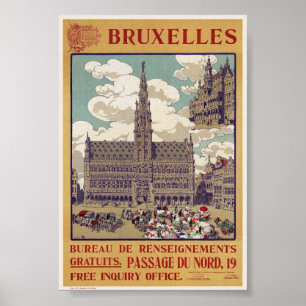 Póster Cartel de Bruxelles Vintage de 1913