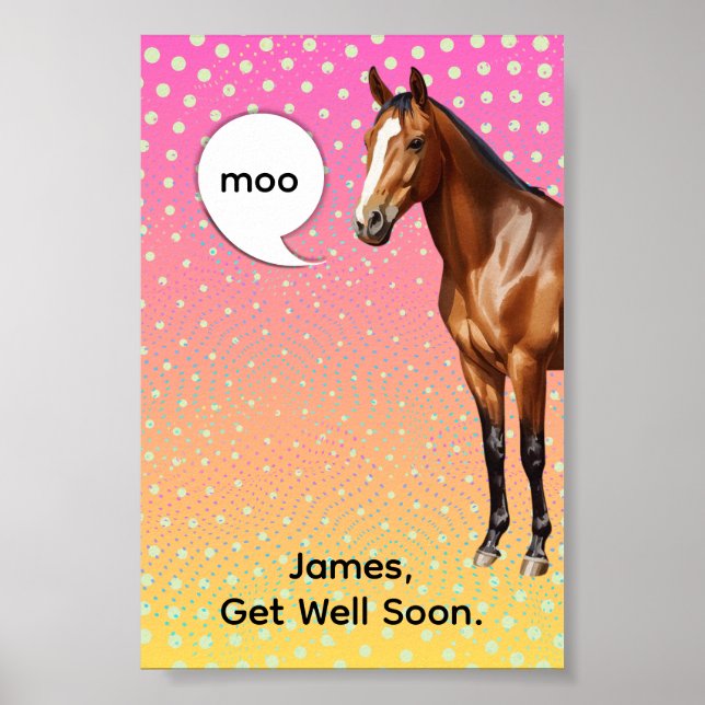 Póster cartel de caballo recuperándose moo (Frente)