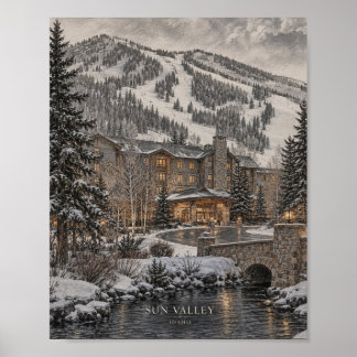 Póster Cartel de cabaña de montaña junto al lago #124