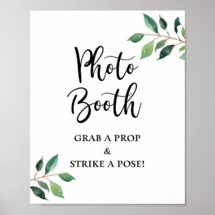 Póster Cartel de cabina de fotos con vegetación para boda