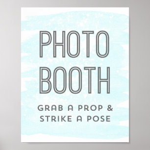 Póster Cartel de cabina de fotos de boda azul cielo acuar