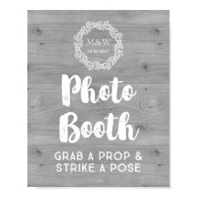 Cartel de cabina de fotos de boda con estampado de