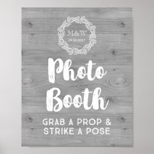 Póster Cartel de cabina de fotos de boda con estampado de