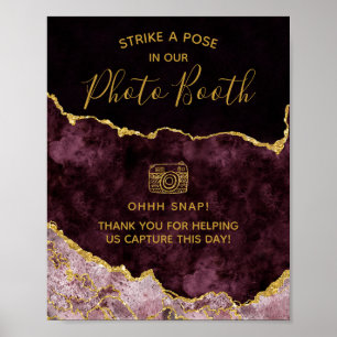 Póster Cartel de cabina de fotos de boda con hoja de oro 