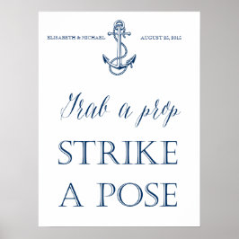 Póster Cartel de cabina de fotos de boda, estilo náutico