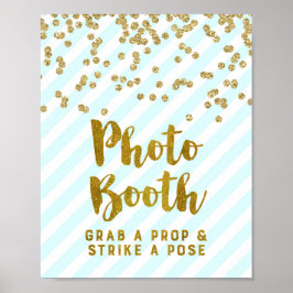 Póster Cartel de cabina de fotos de boda Rayas azules cie