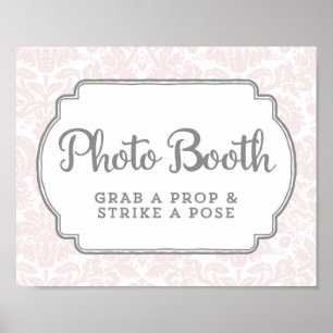 Póster Cartel de cabina de fotos de boda rosa suave damas