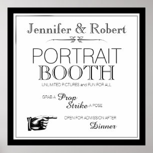 Póster Cartel de cabina de fotos en blanco y negro