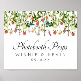 Póster Cartel de cabina de fotos floral botánico