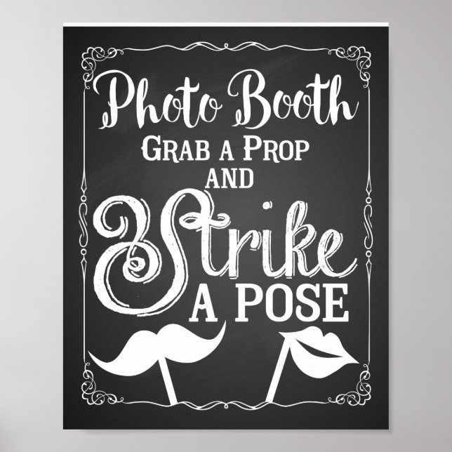 Póster Cartel de cabina de selfies de boda elegante (Frente)