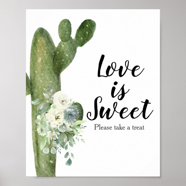 Póster Cartel de Cactus Floral Taco Bout Love is Sweet (Frente)