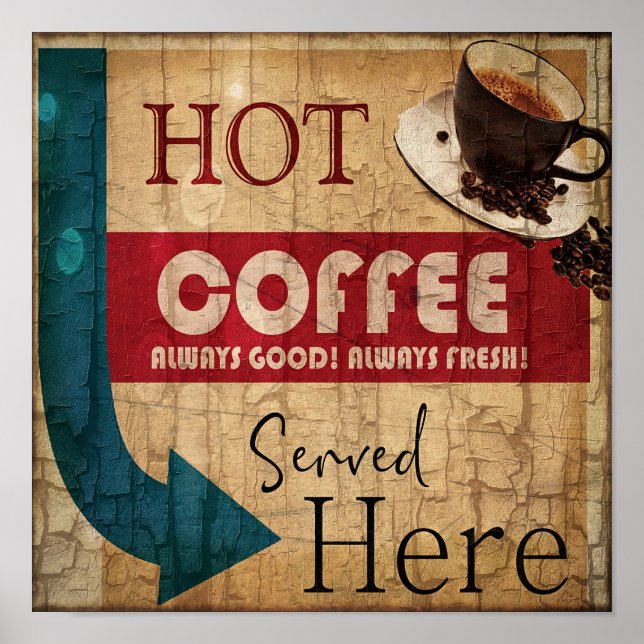 Póster Cartel de café de marquesina de época (Frente)