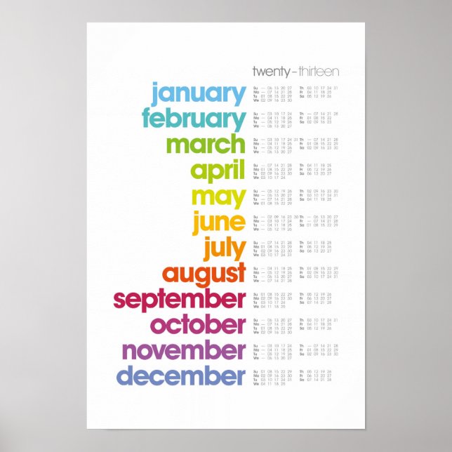 Póster Cartel de calendario 2013 - Blanco (Frente)