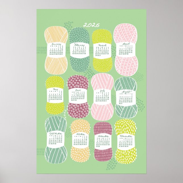 Póster Cartel de calendario 2026 Neo Mint (Frente)