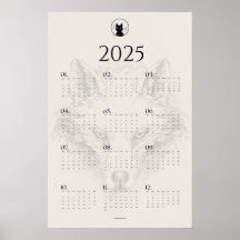 Cartel de calendario de bocetos de lobo 2025 | "Di
