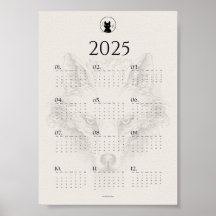 Cartel de calendario de bocetos de lobo 2025 | "Di