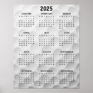 Póster Cartel de calendario de diseño de golf 2025