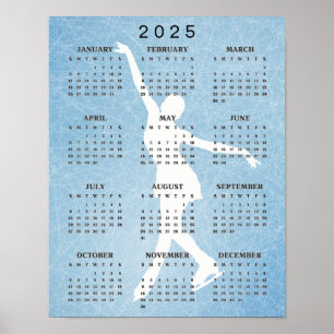 Póster Cartel de calendario de diseño de patinador sobre 