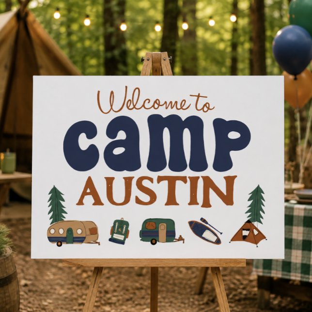 Póster Cartel de Campamento de Cumpleaños de Aventura Per (Adventure Birthday Party)